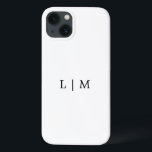 Monogram första enkel svartvit minimalistisk svart<br><div class="desc">Enkel iphone case med en modern utformning av eleganten med två brev-monogram i klassiskt svartvitt. Den här chicen är ett grundläggande och vanligt telefonmål en underbar gåva till en minimalistisk man för hans födelsedag.</div>