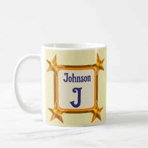 Monogram - första fet Guld Star-efternamn Kaffemugg