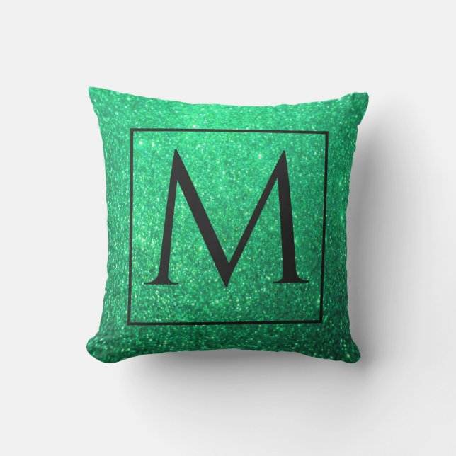 Monogram Första Grönten Glitter St patrick's day Kudde (Framsida)