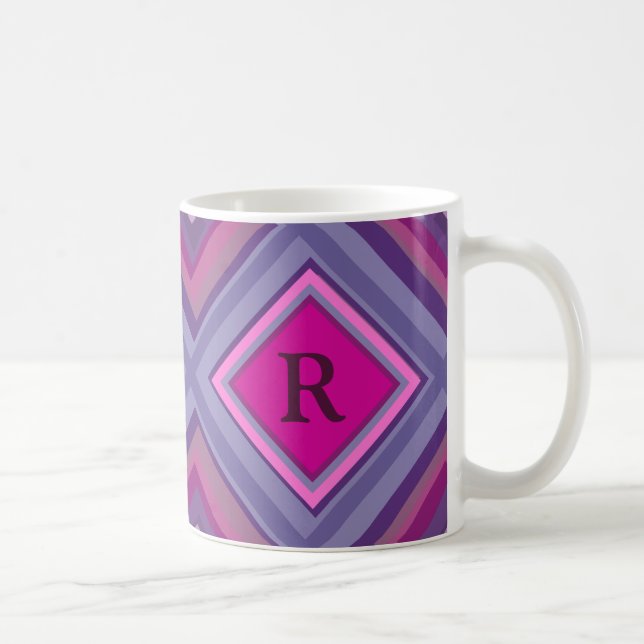 Monogram Första Lilan Rosa Diamond Mönster Lagrar Kaffemugg (Höger)
