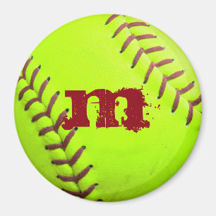 Monogram - första magnet för Softball-Gult med sna