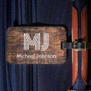 Monogram första mahogany Wood Travel Bagagebricka