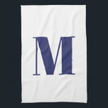 Monogram första marinblå vit modern elegant kökshandduk<br><div class="desc">Monogram inledande marin blått och vit modern kökshandduk av elegant</div>
