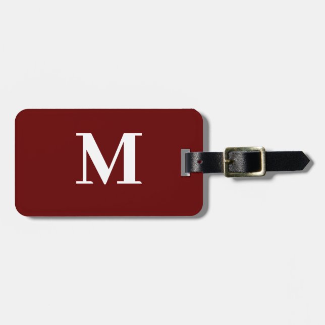 Monogram första Namn Burgundy Red Gift-favoriter Bagagebricka (Horisontell Framsida)