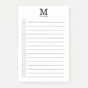 Monogram första Namn för att göra lista med svarta Post-it Block