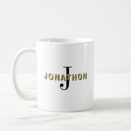 Monogram första Namn Masculine Text Black Guld Kaffemugg