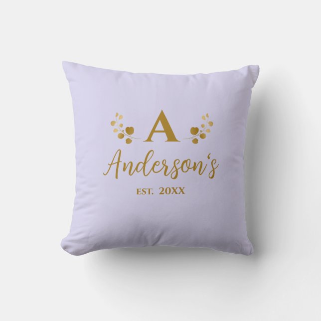 Monogram första Personlig Lavender Kudde (Framsida)