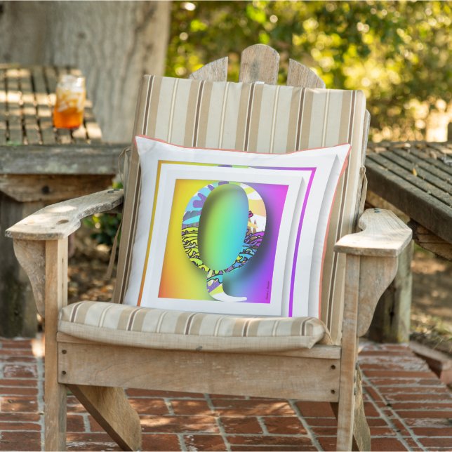 Monogram första Q-regnbåge Kudde (Stol)