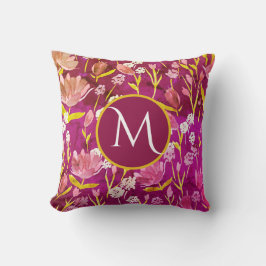 Monogram första Romantic Burgundy-Blommigt Kudde