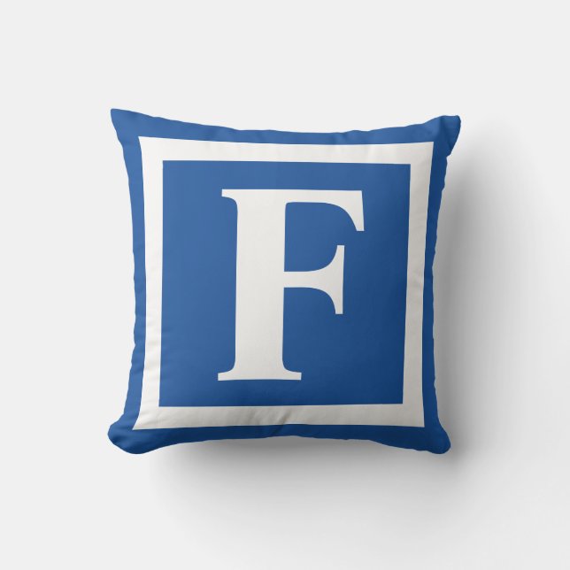 Monogram - första Royalet blåvitt Kudde (Framsida)