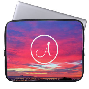 Monogram första Shock rosa Blue Sunset Photo Simpl Laptop Fodral