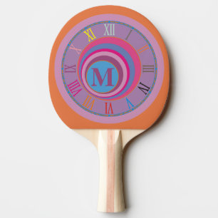Monogram första söt-snurrande klocka söt konst pingisracket