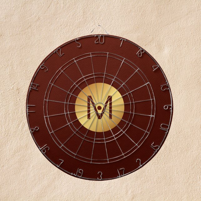 Monogram första spelrum för Modern Red & Guld Darttavla (Skapare uppladdad)
