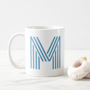Monogram första stora utskriften, sommarblå och vi kaffemugg