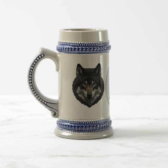 Monogram Första Vargen Beer Stein Gift Mugg (Vänster)