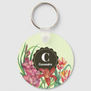 Monogram första varmstartsblåsningen Färg Blommigt Nyckelring