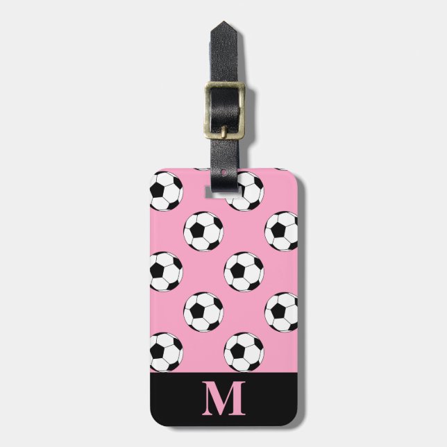 Monogram Fotboll Bollar, Carnation Rosa Bagagebricka (Vertikal Framsida)