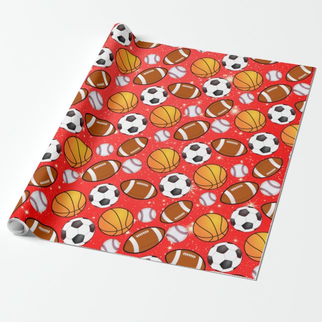 Monogram Fotboll fotboll baseboll basketboll Presentpapper (Utrullad)