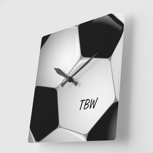 Monogram fotboll - fotboll fyrkantig klocka (Vinkel)