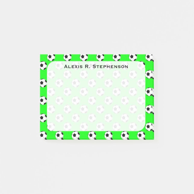 Monogram Fotbollar Limegrön Post-it Block (Framsida)