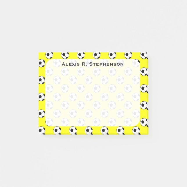 Monogram Fotbolls Bollar Gul Post-it Block (Framsida)