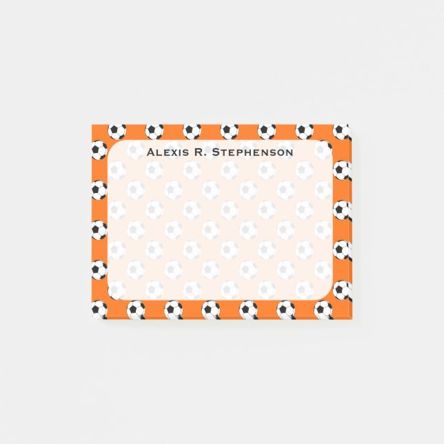 Monogram fotbolls bollar Orange Post-it Block (Framsida)