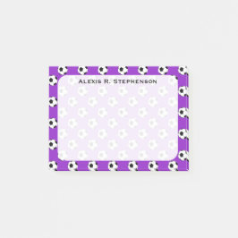 Monogram fotbolls bollar på lila post-it block