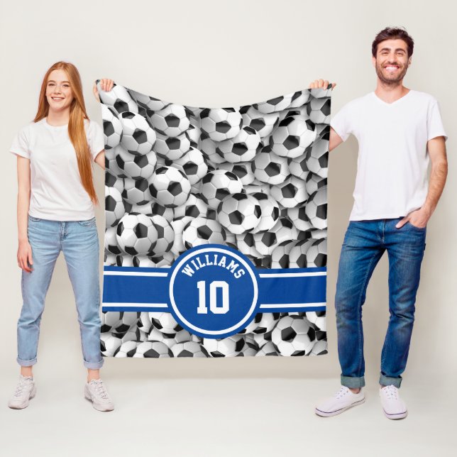 Monogram fotbollsfotbollsblått fotbollsspelare, fo fleecefilt (På plats)