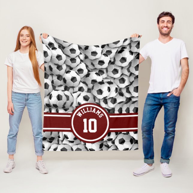 Monogram fotbollsfotbollsfotbollsfotbollens Anpass Fleecefilt (På plats)