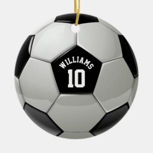 Monogram fotbollssportsport för fotbollsförbund julgransprydnad keramik