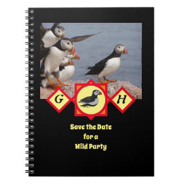 Monogram foto av Atlantic Puffin Swimming Tecknad Anteckningsbok
