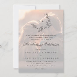 Monogram foto Bröllop med klassisk Blommigt Inbjudningar