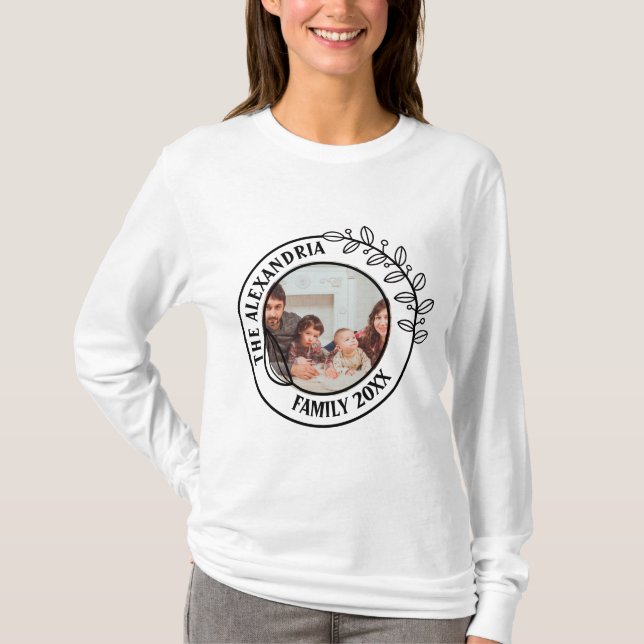 Monogram-foto för minimalistisk Blommigt T Shirt (Framsida)