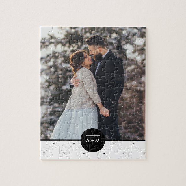 Monogram foto från elegant Round Ram Pussel (Vertikal)