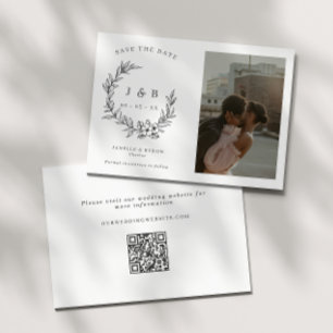 Monogram foto med elegantens Blommigt Spara Datumet