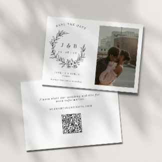 Monogram foto med elegantens Blommigt Spara Datumet