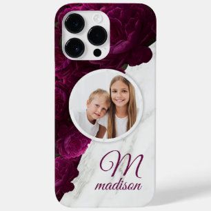 Monogram Foto Modern Blommig Marmor Anpassat Namn