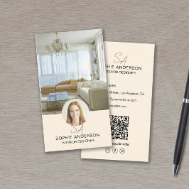 Monogram Foto QR Kräm Inredningsdesigner Visitkort