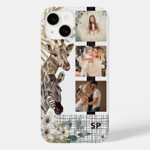 Monogram Foto Safari Djur Blommig Modern Tjejlik