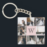 Monogram fotokollage  Rosa<br><div class="desc">Få den här engrammade nyckelkedjan med 8 av dina favoritfoton på den. Det har en ställe för dig att lägga till ditt första. Det här är underbarare för bröllop-foton,  baby-foton och familjefotografier.</div>