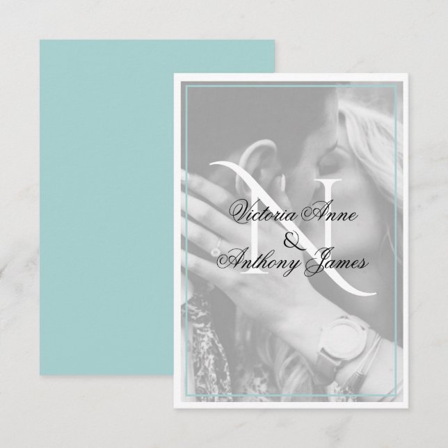 Monogram fotoskript Bröllop Tack Kort (Fram/baksida)