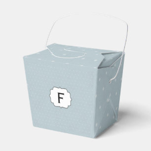 Monogram Framad på Blek Blue med vit Polka dots Presentaskar