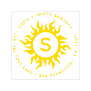 Monogram från Lycklig Sunny Sol Circle - Returadr Självfärgande Stämpel
