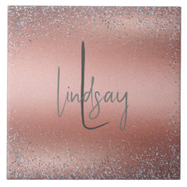 Monogram från ro Guld Brushed Metall Glitter | Kakelplatta