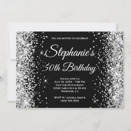 Monogram från Silver Glitter Black Finare Inbjudningar