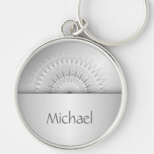 Monogram från Silver Mandala Rund Silverfärgad Nyckelring