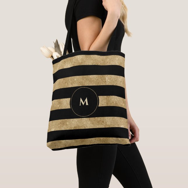 Monogram från Svarta Guld Glitter Tygkasse (Närbild)
