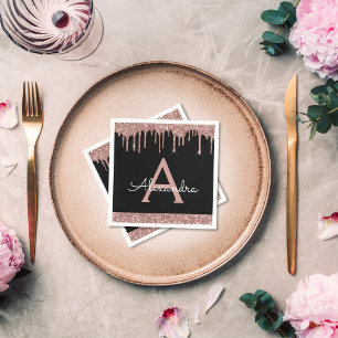 Monogram från svartbjörndagen rosa ros Glitter Pappersservett