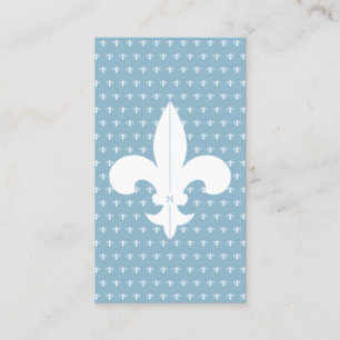 Monogram Fransk Blue Fleur de Lis Mönster Minimal Visitkort