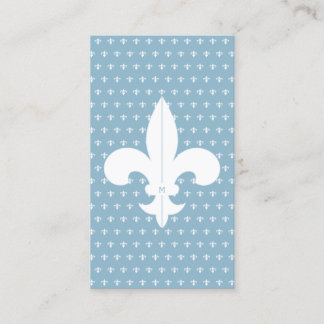 Monogram Fransk Blue Fleur de Lis Mönster Minimal Visitkort